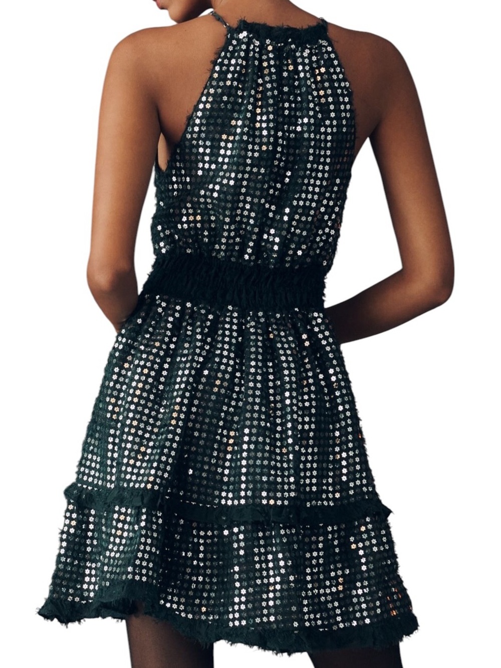 ANTHROPOLOGIE x SOMERSET Shine Mini Halter Cocktail Party Dress Dark Green L - Picture 5 of 5
